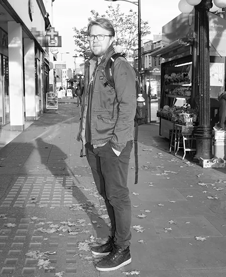 Lukasz Kaczmarek standing on a Dublin street